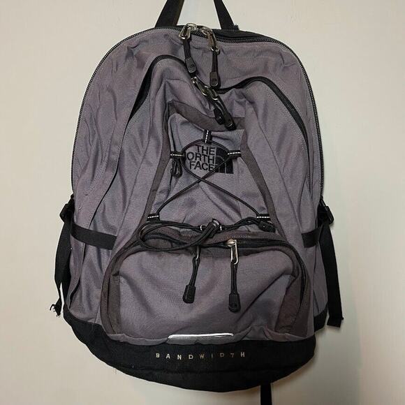The North Face Bandwidth Backpack Gray Black School Bag Laptop Hiking Day Bag - Picture 1 of 13